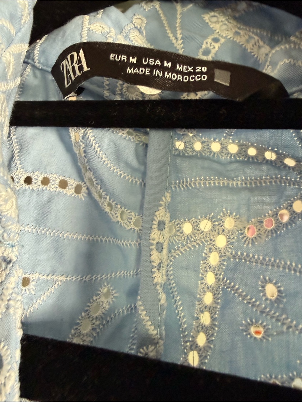 Zara Pale Blue Eyelet Tiered Midi Dress - Picture 9 of 9